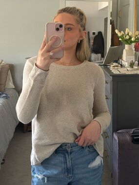 Madewell Neutral Crewneck Knit Sweater